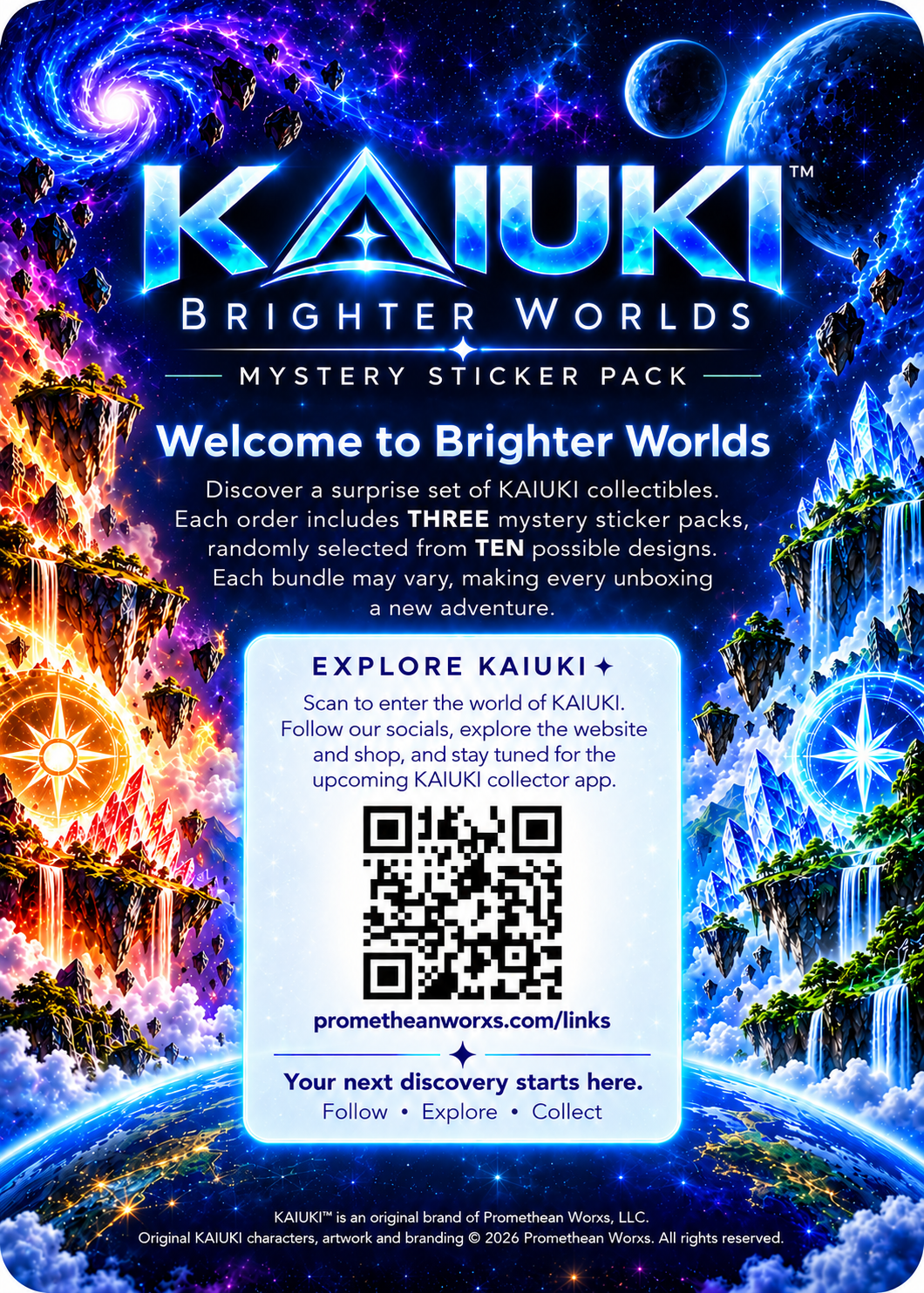 KAIUKI Brighter Worlds Mystery Sticker Bundle packaging artwork